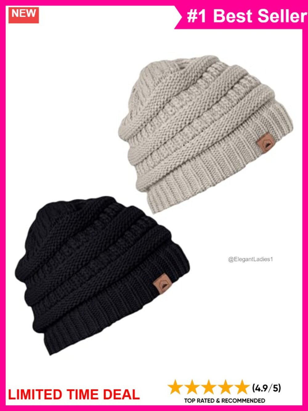 Slouchy Beanie Hat Itch-Free Stretchable Acrylic Knit Winter Hat